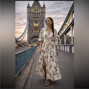 Anthropologie NWT The Mona Linen Shirt Dress by Maeve size M.